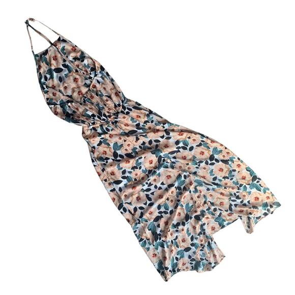 Show me your mumu womens medium floral halter maxi dress side split bride guest - Picture 3 of 9